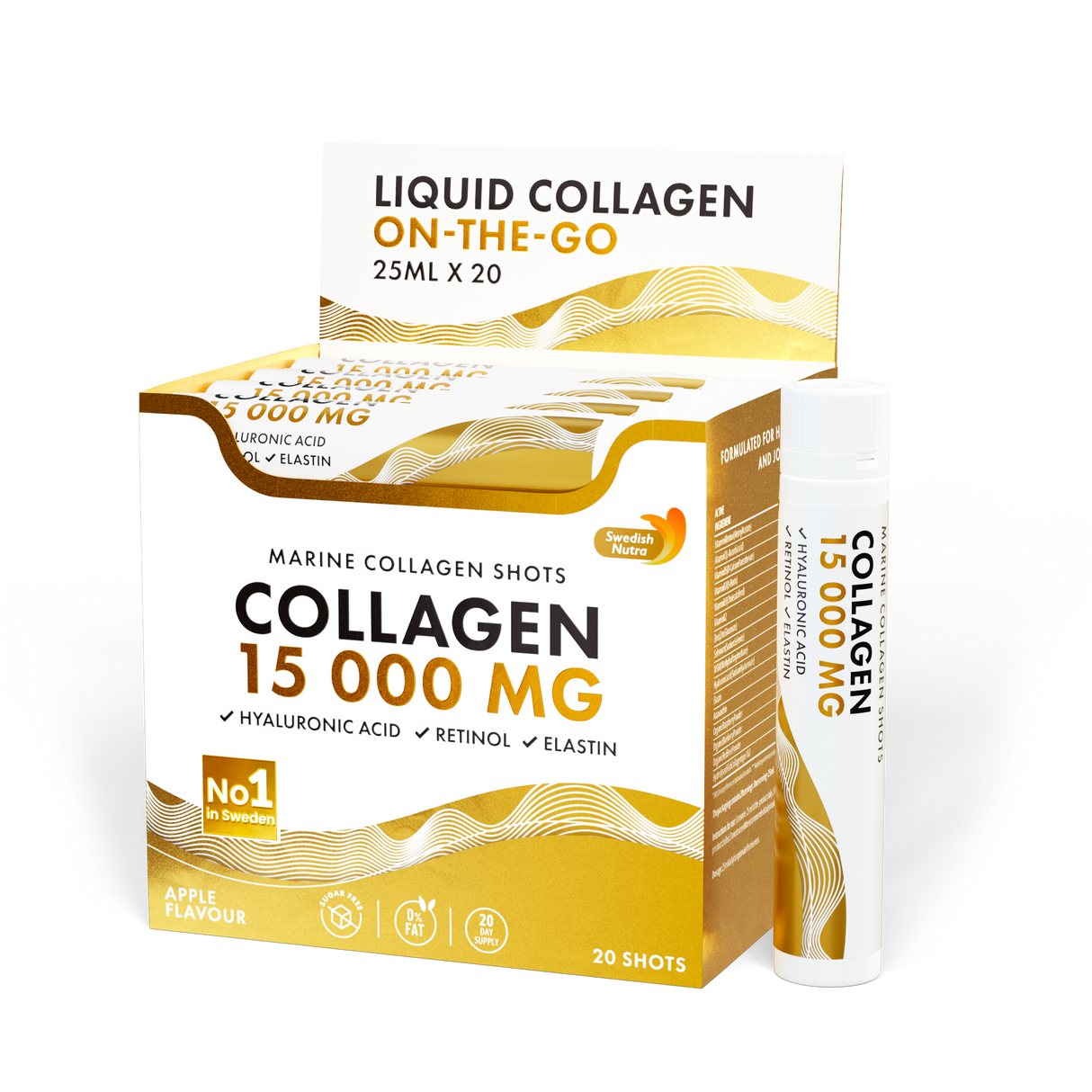 Riblji kolagen 15.000 mg s retinolom, elastinom i hijaluronskom kiselinom - 20 x 25 ml