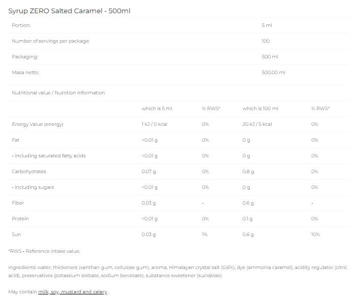 Sirup Zero - Slana karamela - 500 ml