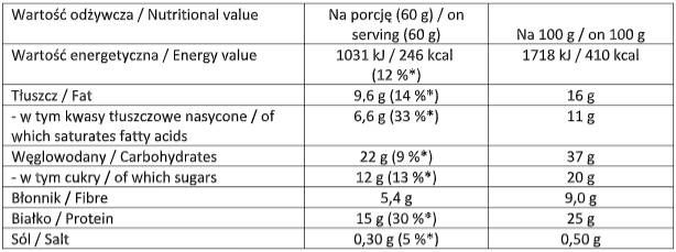 Bar./Proteinska pločica - 60 grama