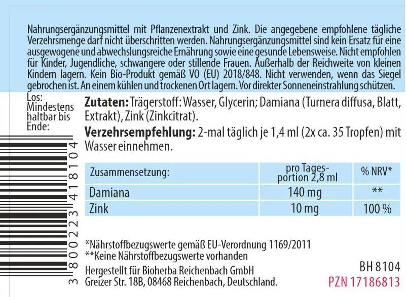 Tinktura lišća Damiane - 50 ml