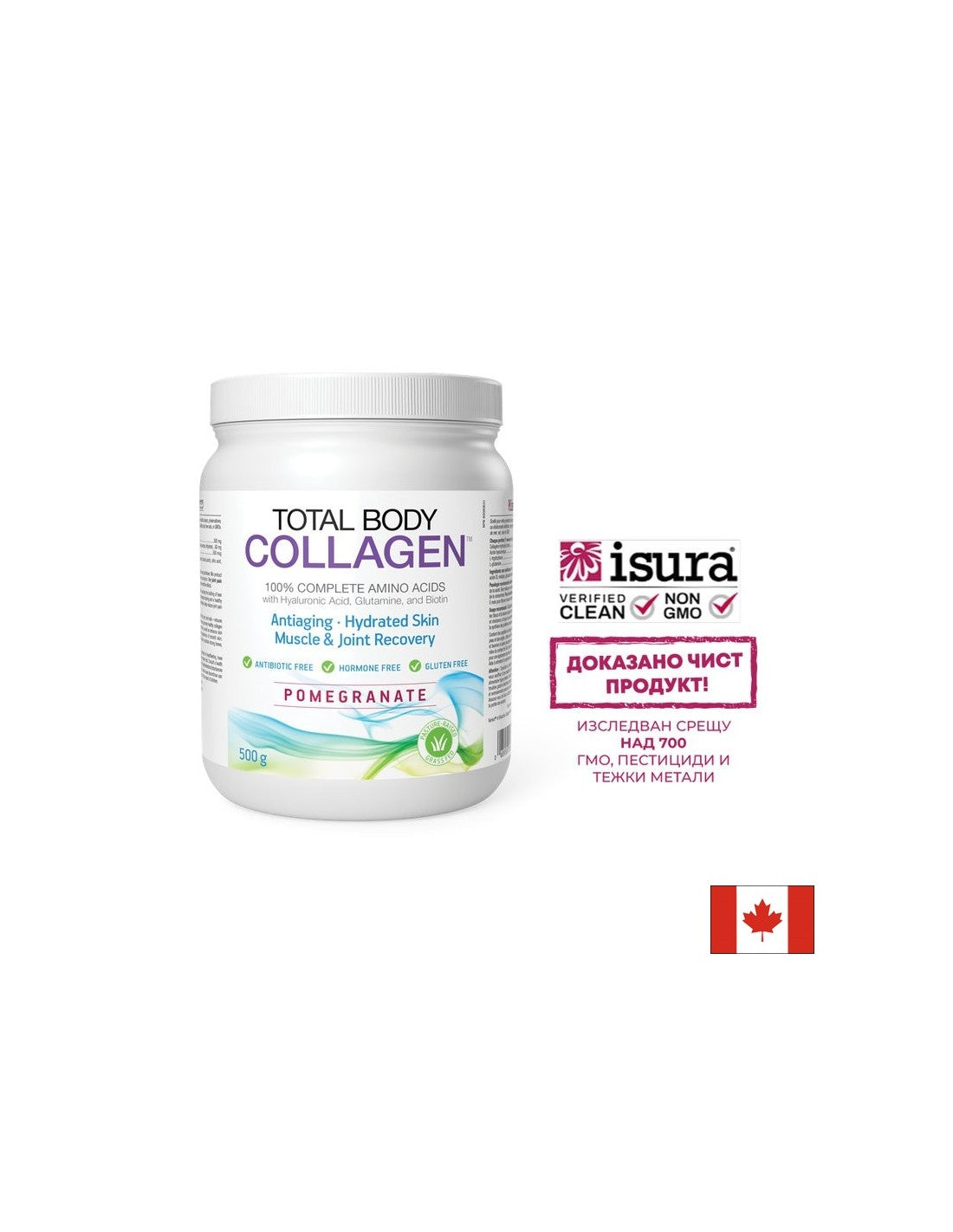 Hidrolizirani goveđi kolagen s hijaluronskom kiselinom, glutaminom i biotinom - Total Body Collagen, 500 g praha, okus nara <tc>Natural Factors</tc>