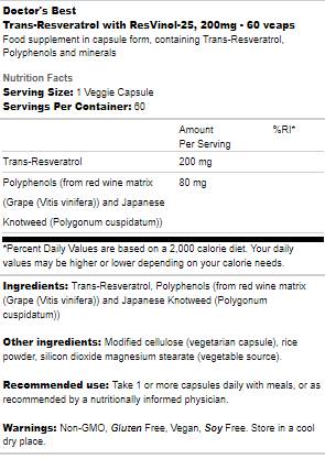 Trans-resveratrol 200 mg | s ResVinol-25 - 60 kapsula