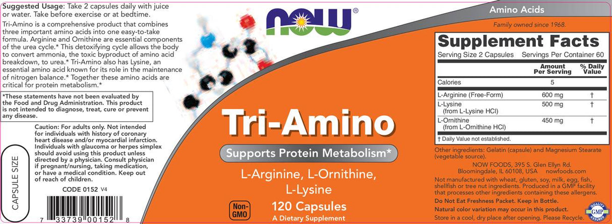Tri-amino/L-arginin L-ornitin L-lizin - 120 kapsula