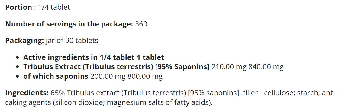 Tribulon Max - Tribulus Terrestris 95% - 90 tableta