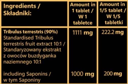 Tribulus 1000 mg | Ekstrakt voća s 90% saponina - 100 tableta