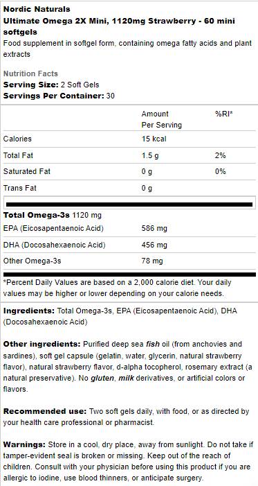 Ultimate Omega 2X Mini 1120 mg - 60 gel kapsula za žvakanje