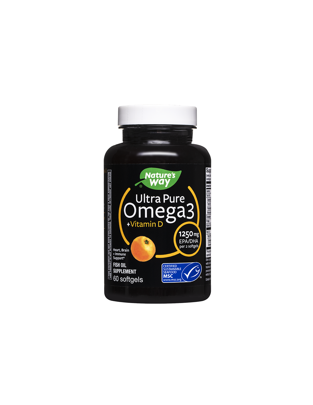 Ultra Pure Omega-3 + Vitamin D3- Ultra Pure Omega-3 1250 mg + Vitamin D3 1000 IU, 60 mekih kapsula Nature's Way