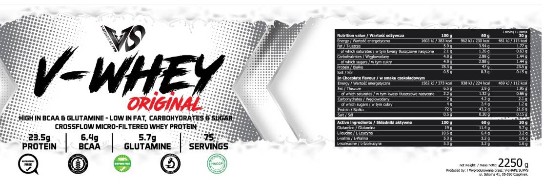 V-Whey Original | Visok udio BCAA i glutamina - 2250 grama