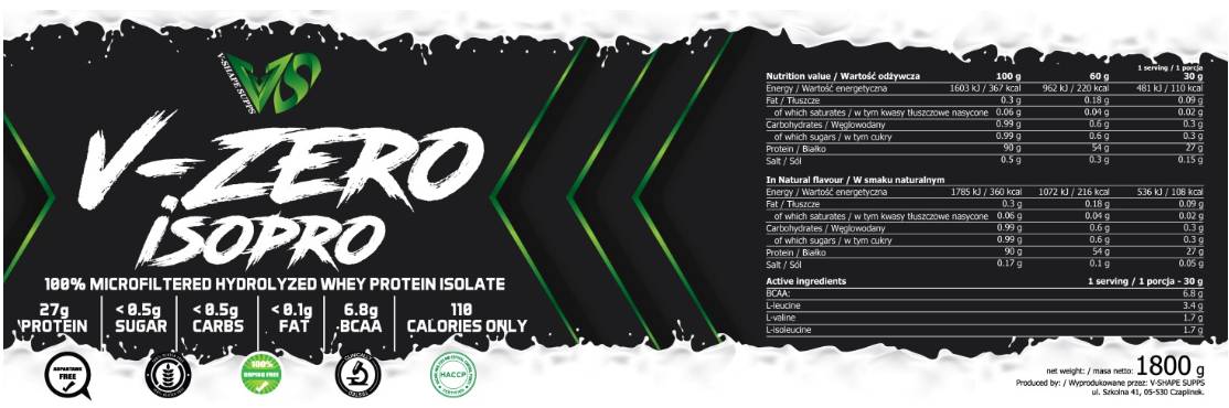 V-Zero Iso Pro | Izolat proteina sirutke - 1800 grama
