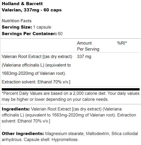 Valerijana 337 mg - 60 kapsula