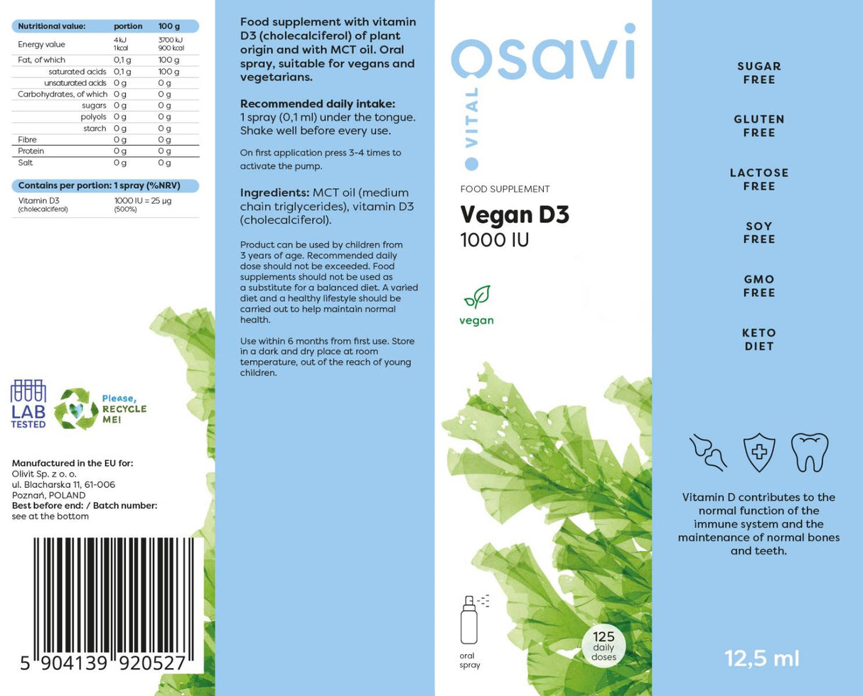 Vegan D3 1000 IU | Sprej za usta - 12,5 ml