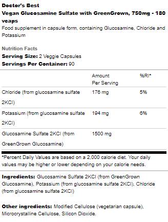 Veganski glukozamin sulfat 750 mg | Uz GreenGrown - 180 kapsula