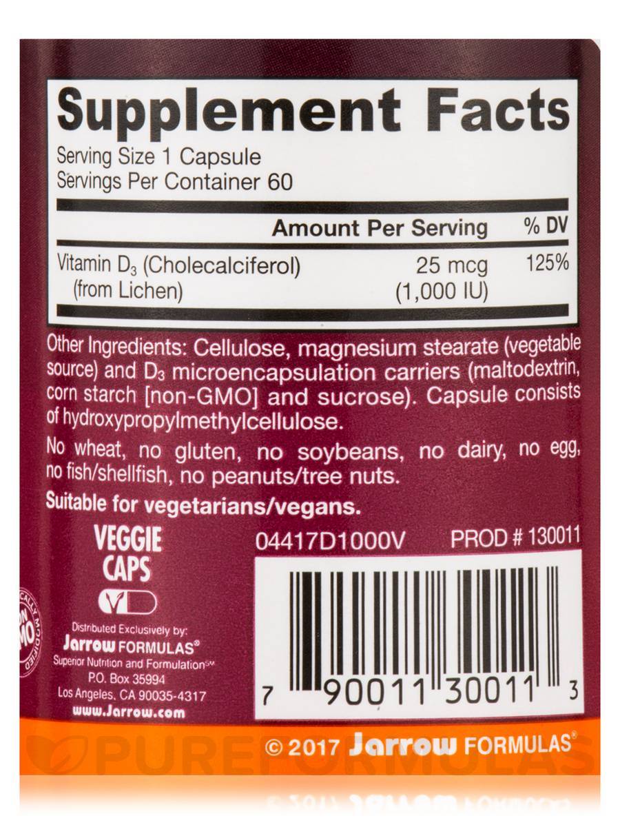 Veganski vitamin D3 1000 IU 60 kapsula