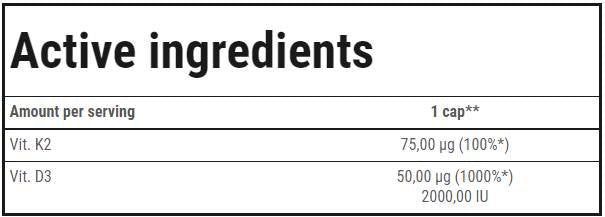 Vit. D3 + K2 (MK-7) | Vitamin D i Vitamin K2 Formula 60 kapsula