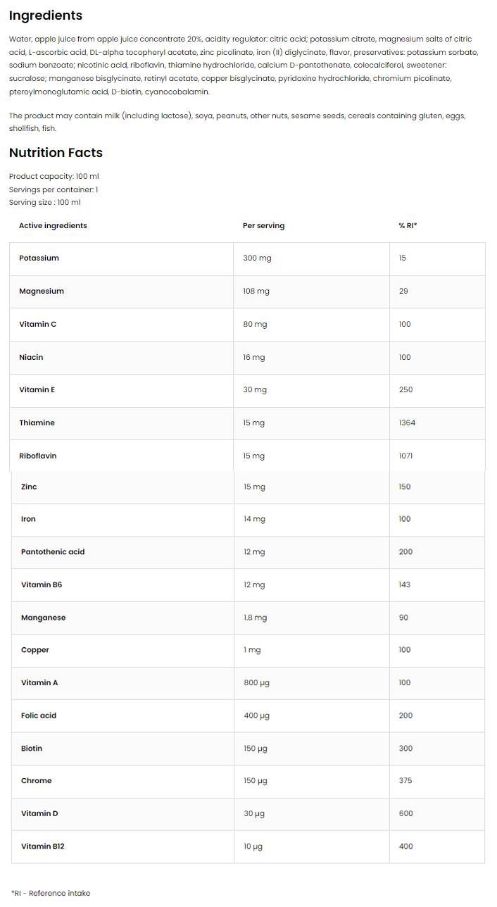Vitamin&Min Shot | Multivitamin & Mineralna formula - 100 ml