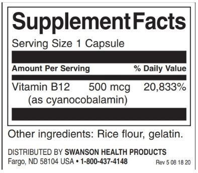 Vitamin B-12 500 mcg - 250 kapsula