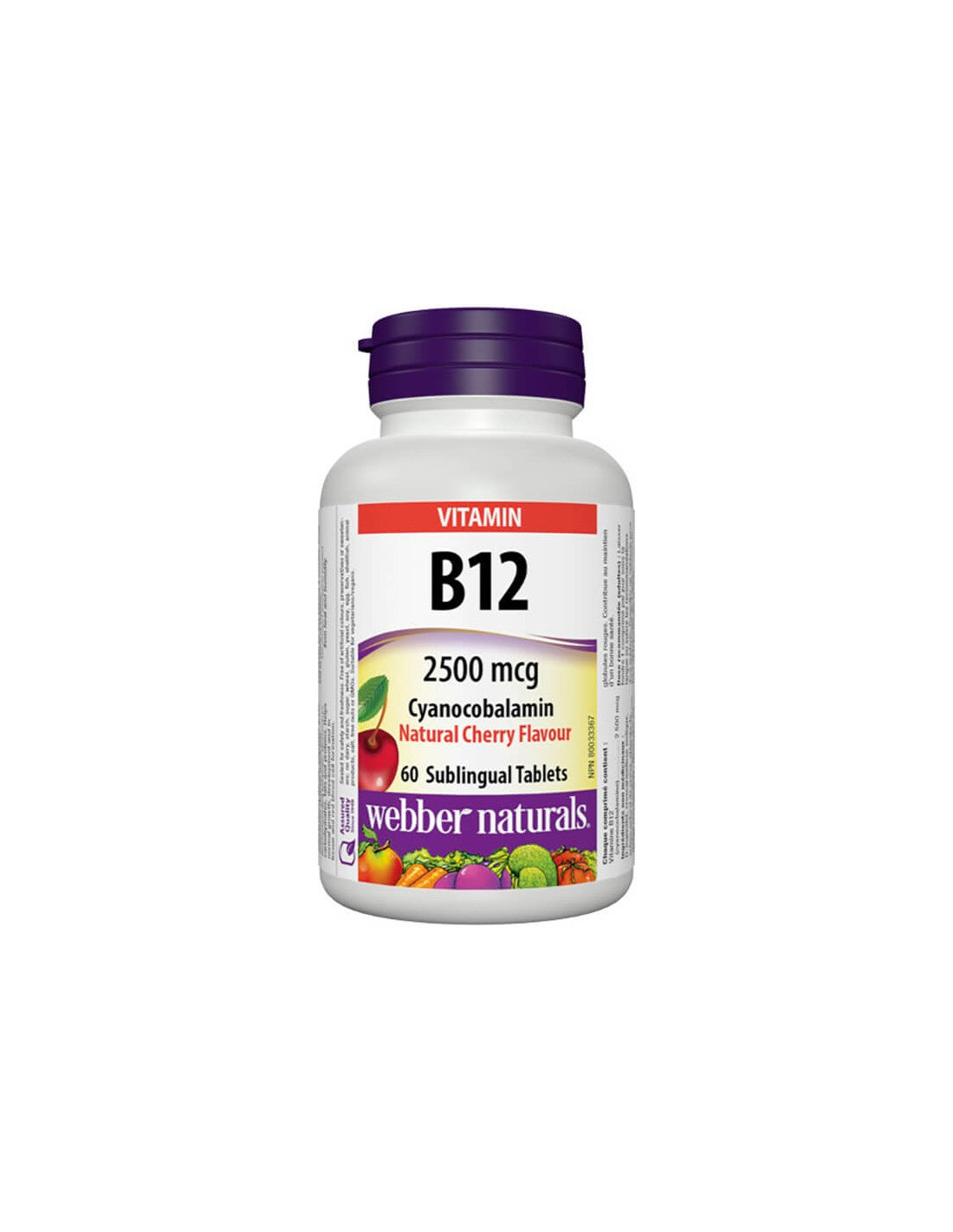 Vitamin B12 cijanokobalamin - Vitamin B12 (cijanokobalamin) 2500 µg, 60 sublingvalnih tableta <tc>Webber Naturals</tc>