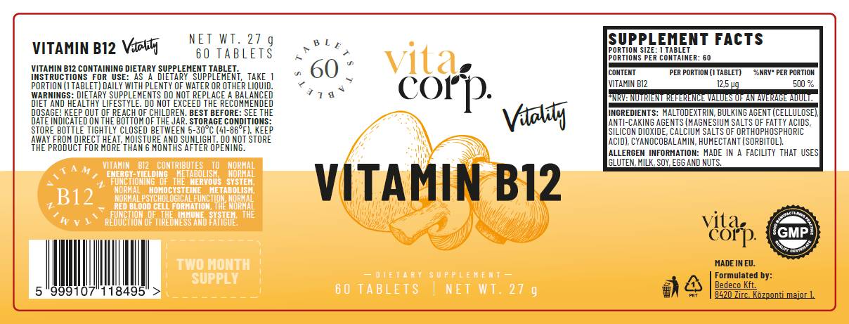 Vitamin B12 cijanokobalamin 12,5 mcg - 60 tableta