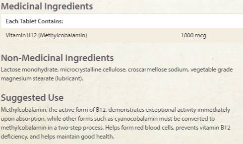 Vitamin B12 metilkobalamin 1000 mcg - 90 sublingvalnih tableta