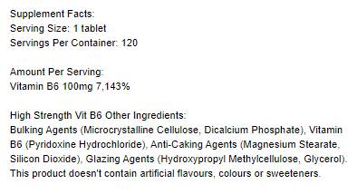 Vitamin B6/piridoksin 100 mg - 120 tableta