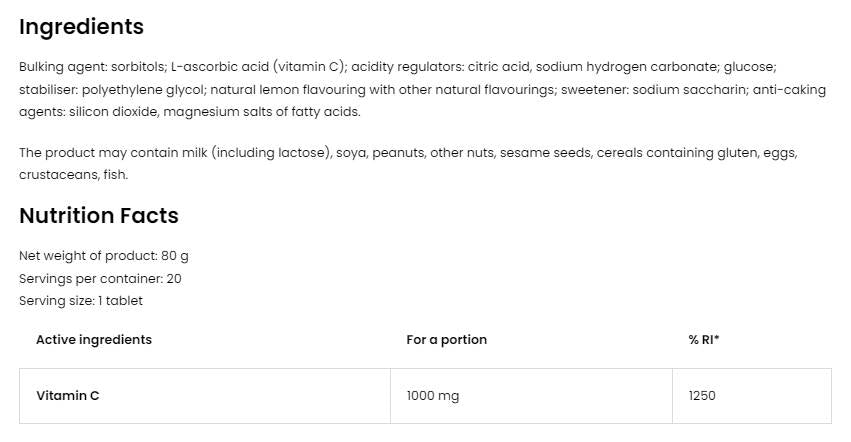 Vitamin C 1000 mg/Šumeće 20 topljivih tableta
