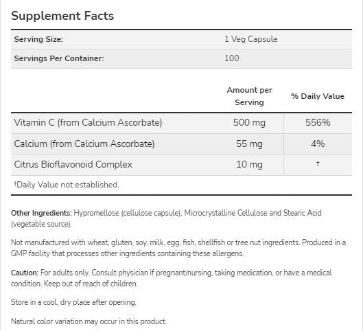 Vitamin C-500 | Kalcijev askorbat-C - 250 kapsula