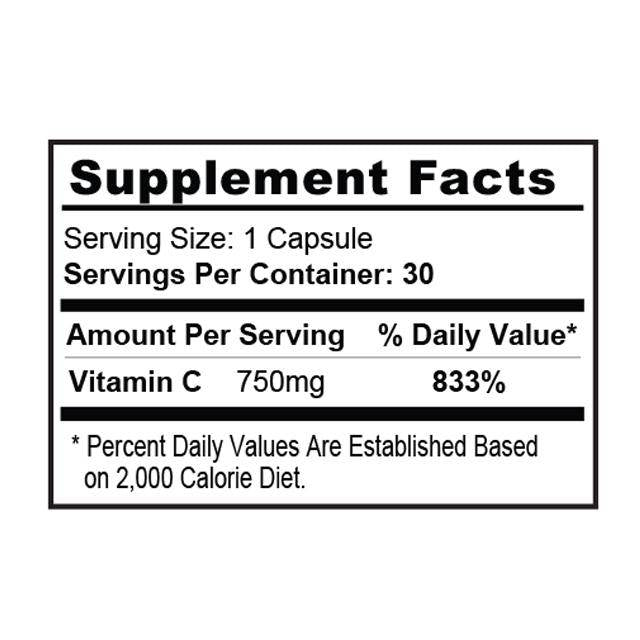 Vitamin C 750 mg/Podrška imunološkom sustavu - 30 kapsula