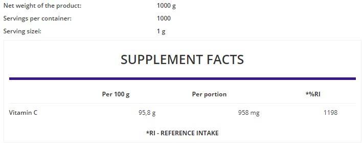 Vitamin C u prahu/s okusom 1000 grama