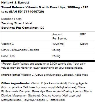 Vitamin C s vremenskim otpuštanjem 1000 mg | Sa šipkom - 120 tableta