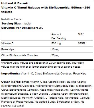 Vitamin C s vremenskim otpuštanjem 500 mg | S bioflavonoidima - 250 tableta