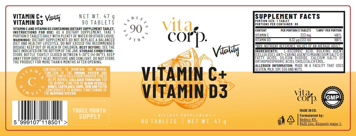 Vitamin C + Vitamin D Vitality - 90 tableta