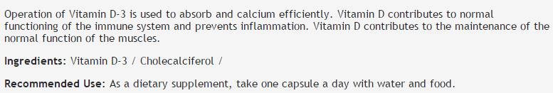 Vitamin D-3 1000 IU - 60 kapsula