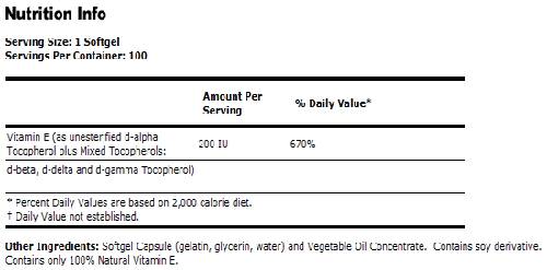Vitamin E-200 IU D-alfa tokoferoli - 100 gel kapsula