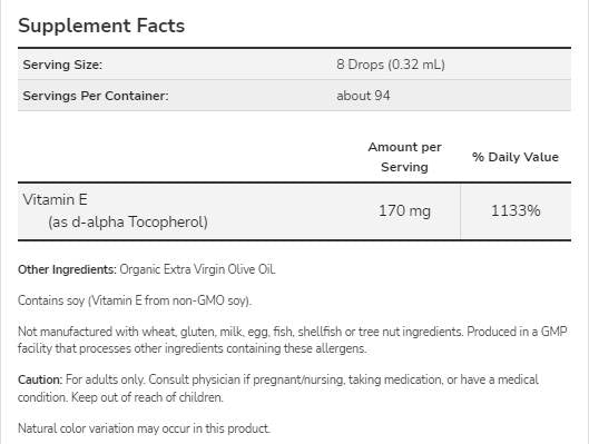 Vitamin E-tekuće ulje | d-alfa tokoferol - 30 ml