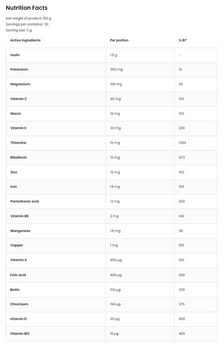 VitandMin prah | Multivitaminsko-mineralna formula 150 grama