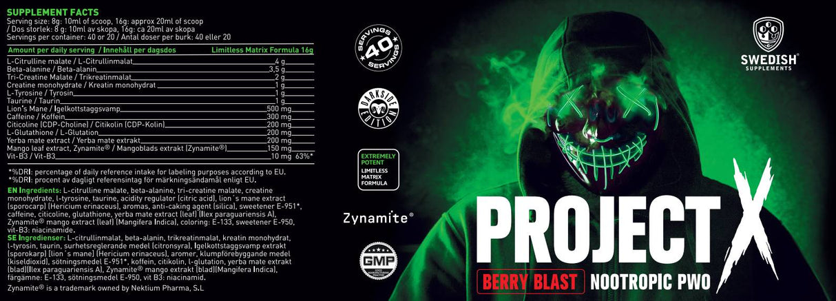 Projekt X 2.0 | Napredni nootropni prije vježbanja - 330 grama