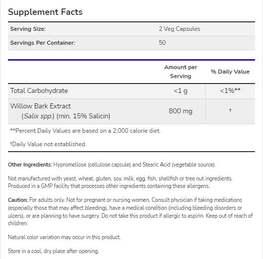 Ekstrakt kore vrbe 400 mg - 100 kapsula