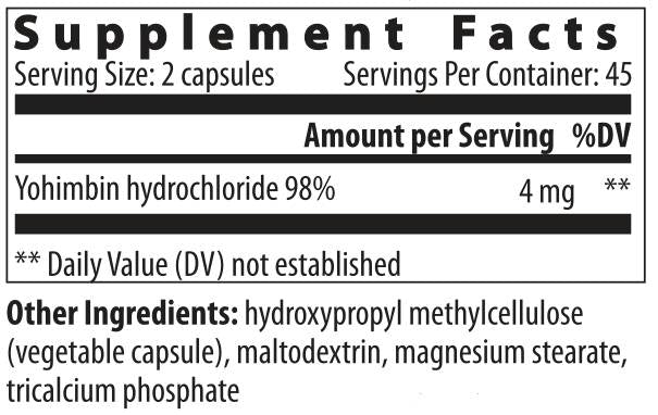 Yohimbe HCL 2 mg 90 kapsula