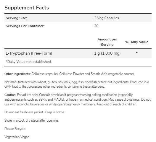 Triptophan 500 mg - 60 kapsula
