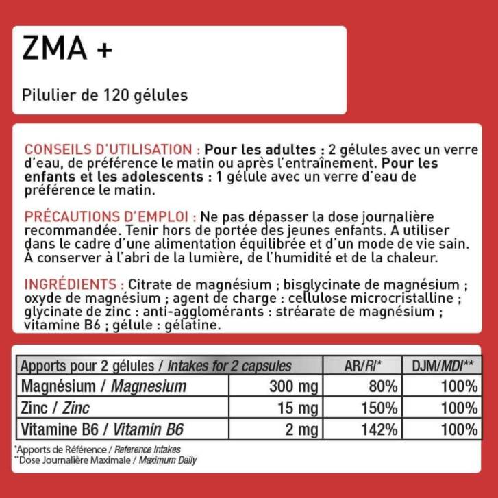 ZMA + | Cink + Magnezij + B6 - 120 kapsula