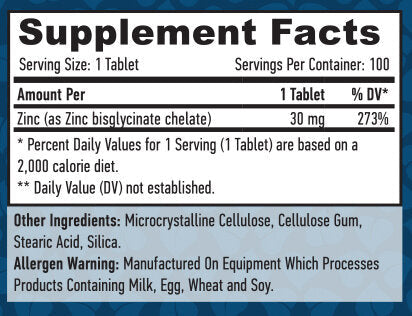Cink bisglicinat 30 mg/100 tab