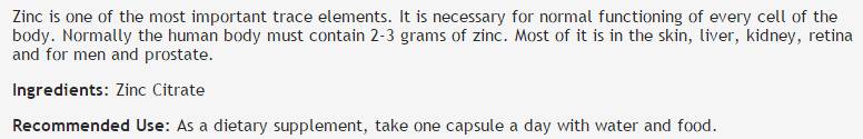 Cink citrat 30 mg - 100 kapsula