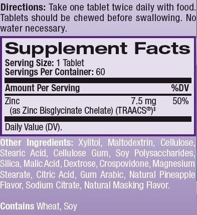Zinc High Absorption 60 tableta za žvakanje.