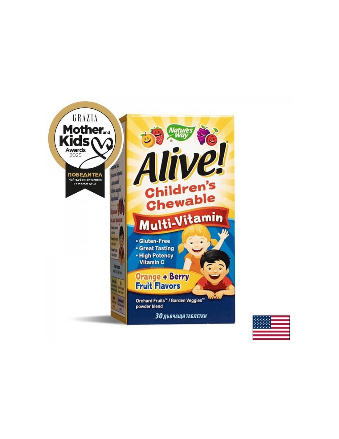 <tc>Alive</tc>! Multivitaminske tablete za žvakanje za djecu - 30 tableta za žvakanje