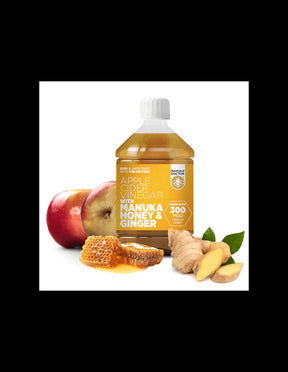 Apple cider vinegar + honey from manuka and ginger - Apple Cider Vinegar with Manuka Honey & Ginger (300 MGO), 500 ml - Nutra Best Europe