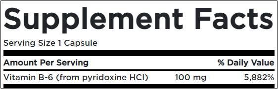 Vitamin B6 100 mg / piridoksin - 250 kapsula