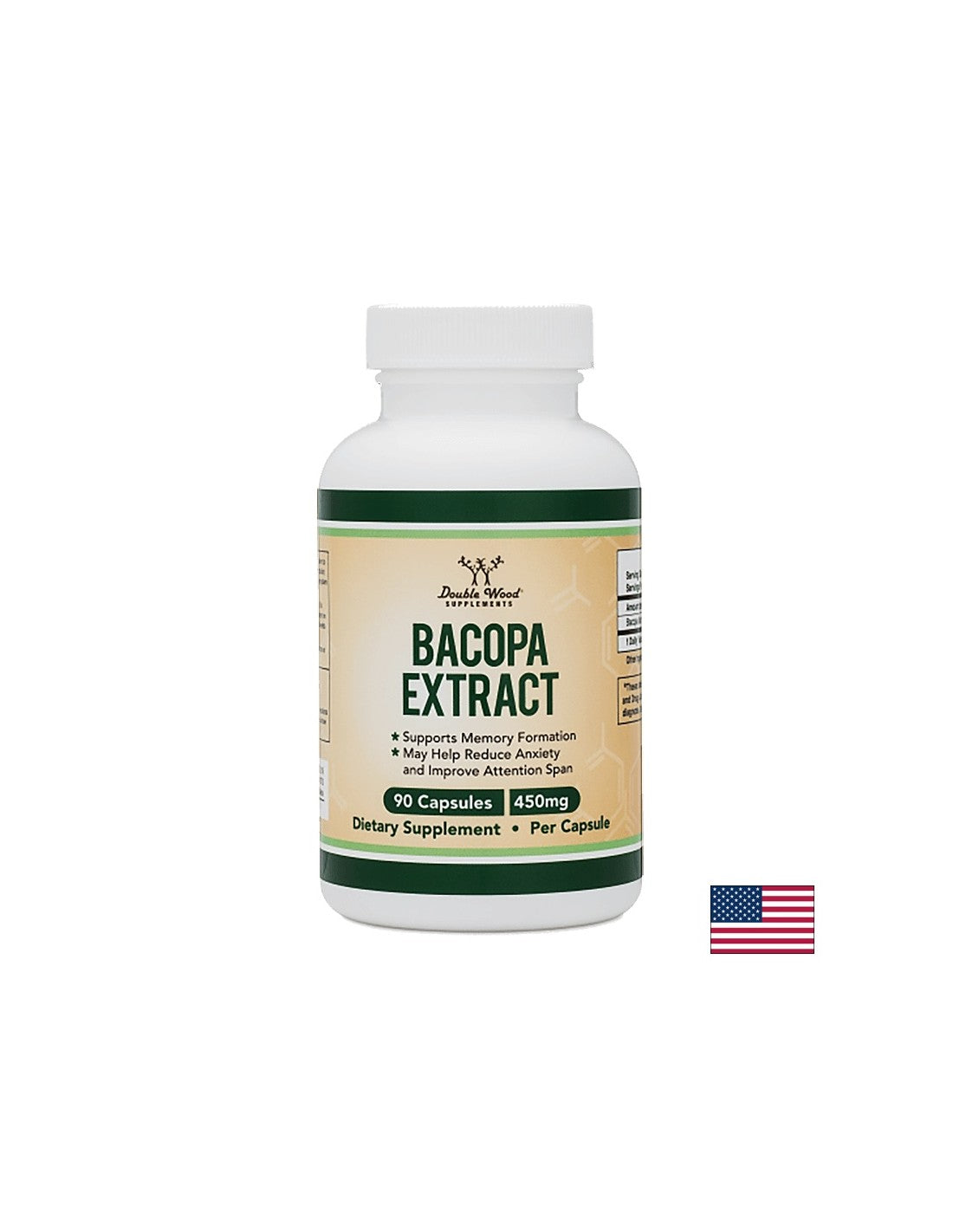Bacopa ekstrakt/ Bacopa monieri, 450 mg, 90 <tc>Double Wood</tc> kapsule