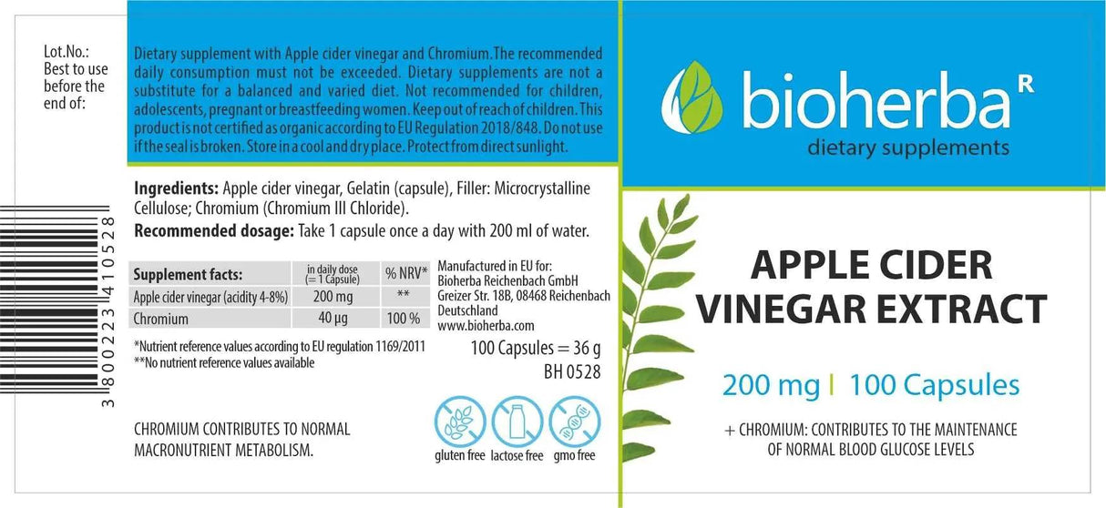 Ekstrakt jabučnog octa 200 mg - 100 kapsula