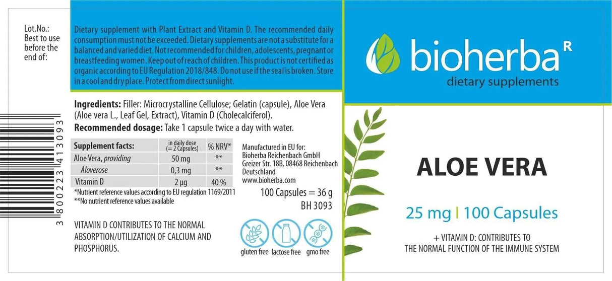 Aloe vera 25 mg - 100 kapsula