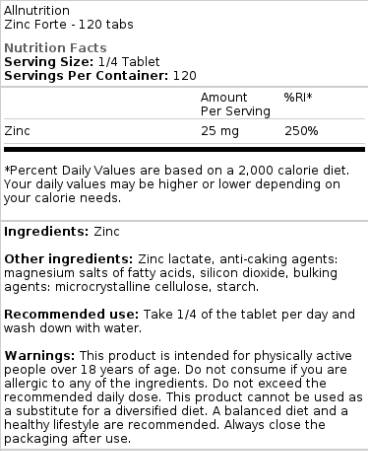 Cink forte | Cink laktat 25 mg - 120 tableta
